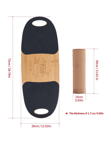Tabla de Equilibrio XCMAN de Bambú con Paradas Ajustables 73cm
