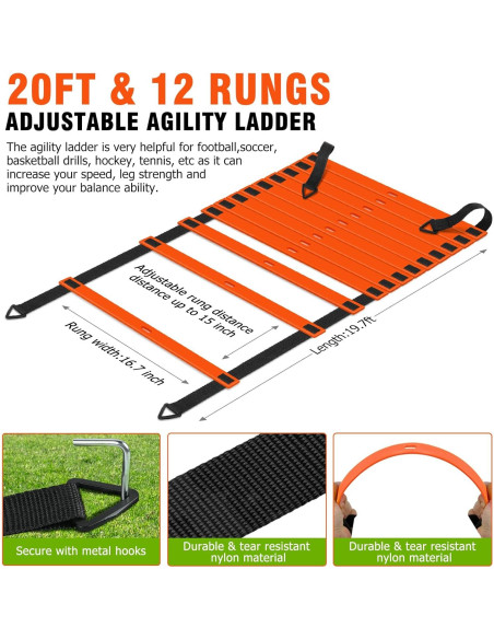 Set de Entrenamiento de Velocidad y Agilidad SMTPDT - 5 Vallas y Escalera 6.1m