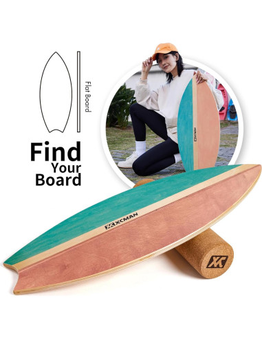 Tabla de Equilibrio XCMAN Verde Cohete con Rodillo Madera