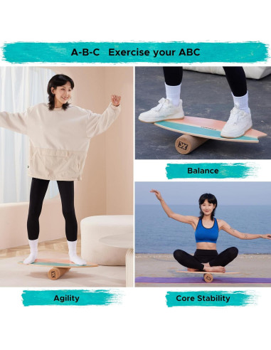 Tabla de Equilibrio XCMAN Verde Cohete con Rodillo Madera