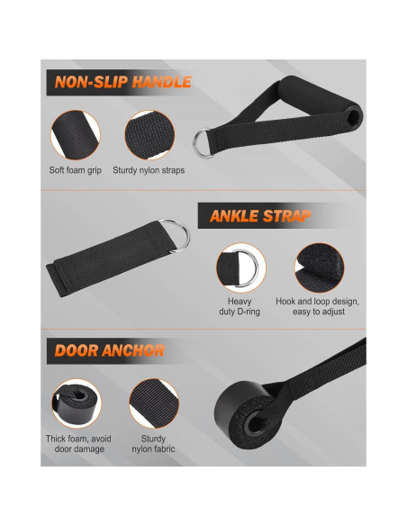 Bandas de Resistencia Zacro 270 lbs con Mangos - Entrenamiento en Casa