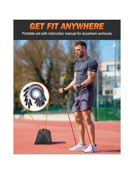 Bandas de Resistencia Zacro 270 lbs con Mangos - Entrenamiento en Casa