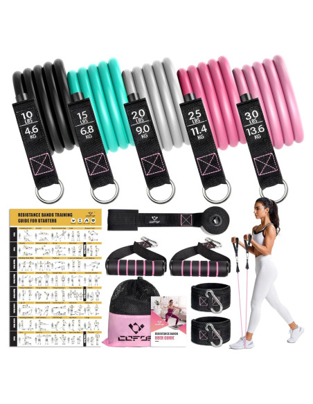 Bandas de Resistencia COFOF para Mujeres - 5 Niveles, 10-45 kg