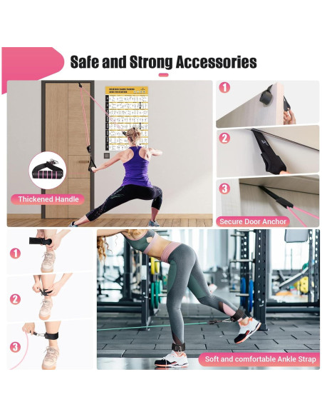 Bandas de Resistencia COFOF para Mujeres - 5 Niveles, 10-45 kg