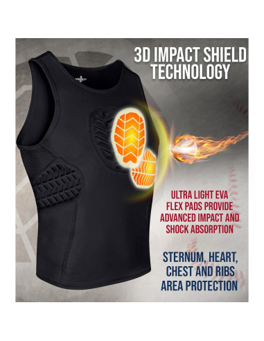 Protector de Pecho Juvenil Exxact Sports X-Large Negro