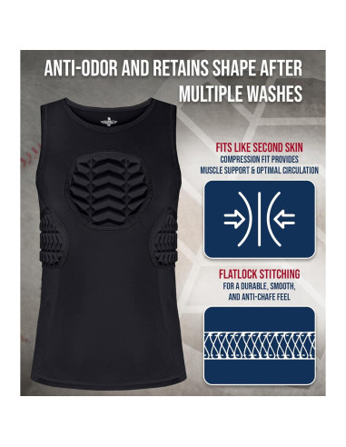 Protector de Pecho Juvenil Exxact Sports X-Large Negro