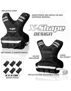 Chaleco con Pesas Ajustable Yes4All 5-14.5 kg Neopreno 2