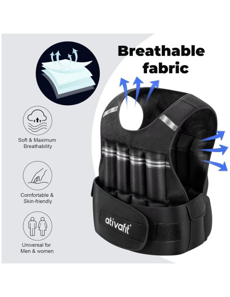 Chaleco con peso ajustable Ativafit 9.97 kg para entrenamiento