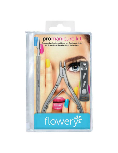 Kit de Manicura Pro Flowery con Cortacutículas y Cortauñas