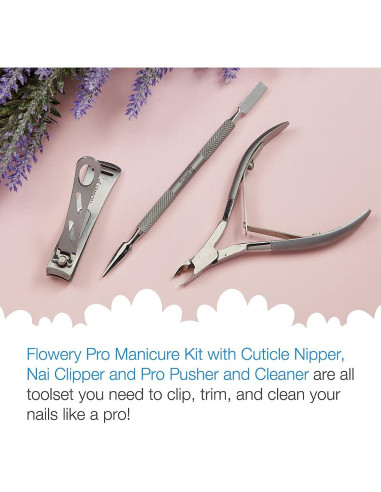 Kit de Manicura Pro Flowery con Cortacutículas y Cortauñas
