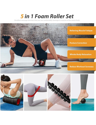 Set de Rodillos de Espuma 5 en 1 SUBCULTUREPICK para Masaje