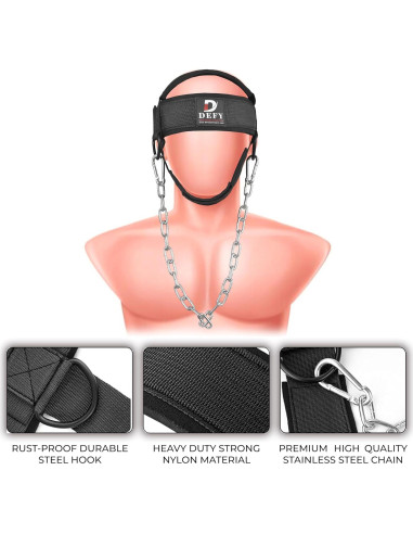 Arnés para Cuello DEFY Ajustable con Cadena de Acero 76.2 cm
