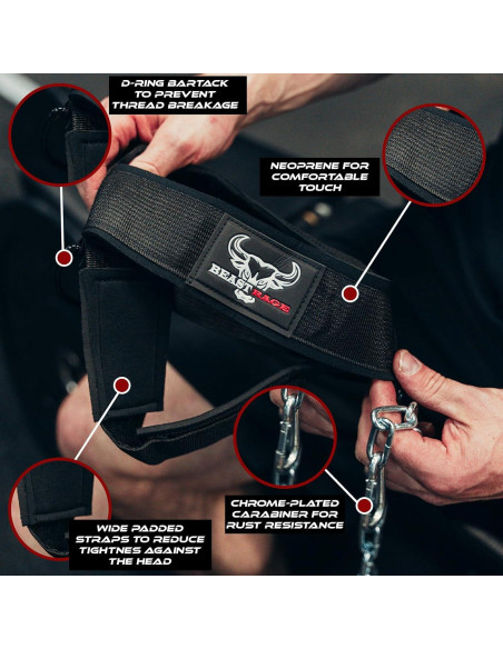 Arnés para Cuello BEAST RAGE Ajustable con Cadena Acero 76.2 cm
