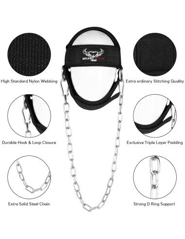 Arnés para Cuello BEAST RAGE Ajustable con Cadena Acero 76.2 cm
