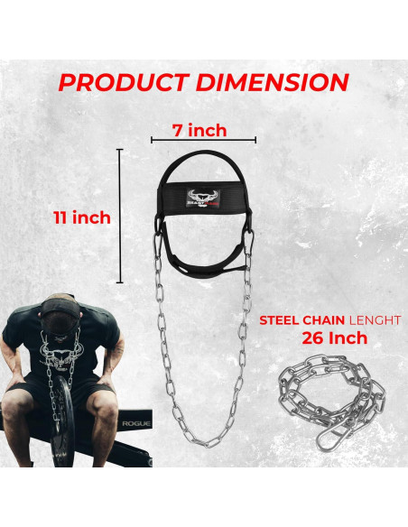 Arnés para Cuello BEAST RAGE Ajustable con Cadena Acero 76.2 cm