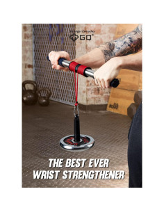 GD Roller de Muñeca Entrenador de Fuerza Acero Inoxidable Rojo 2