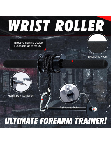 Rodillo de Muñeca MuscleForge para Fortalecimiento de Antebrazo
