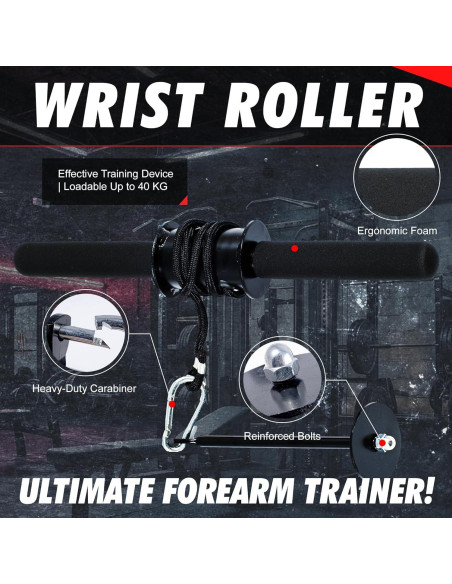 Rodillo de Muñeca MuscleForge para Fortalecimiento de Antebrazo