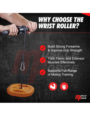 Rodillo de Muñeca MuscleForge para Fortalecimiento de Antebrazo