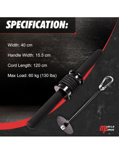 Rodillo de Muñeca MuscleForge para Fortalecimiento de Antebrazo