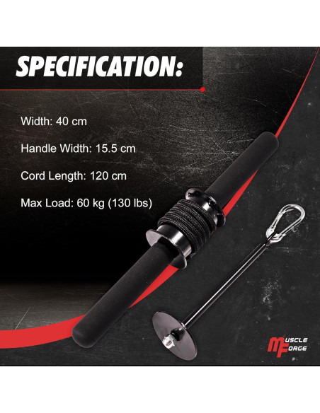 Rodillo de Muñeca MuscleForge para Fortalecimiento de Antebrazo