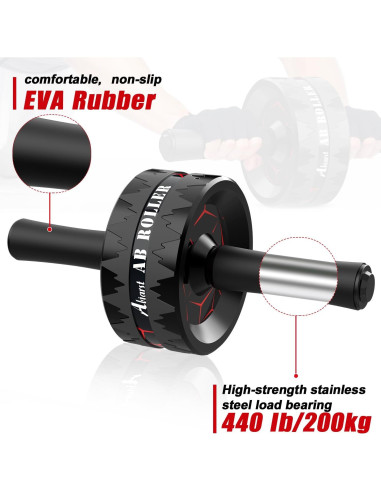 Rueda Abdominal Abiarst Ultra Ancha 8 cm, Soporta 227 kg