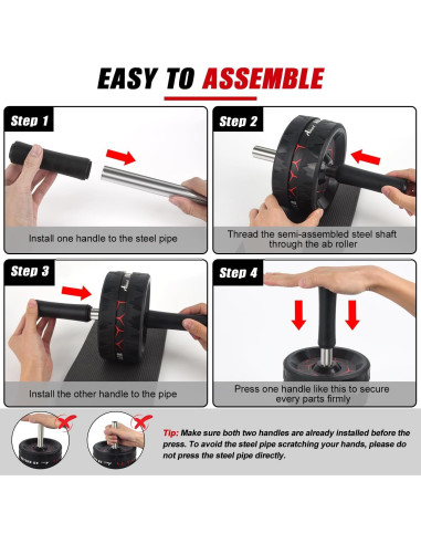 Rueda Abdominal Abiarst Ultra Ancha 8 cm, Soporta 227 kg