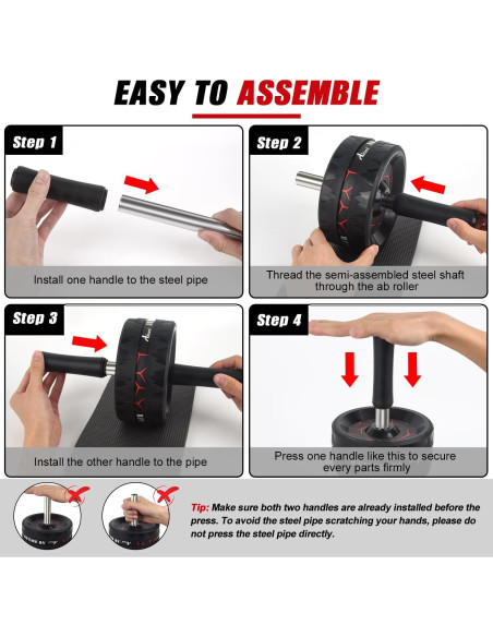 Rueda Abdominal Abiarst Ultra Ancha 8 cm, Soporta 227 kg
