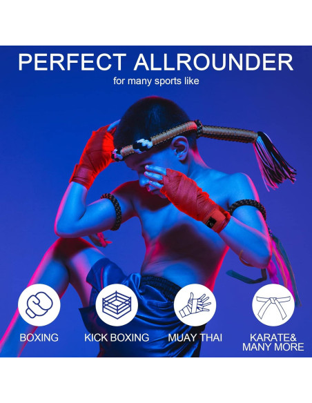 6 Pares Envolturas de Boxeo Niños Teling 2.5 Metros Algodón