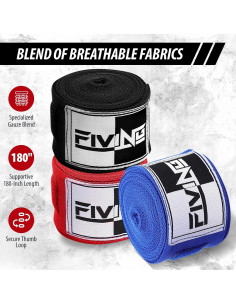 Envolturas de Mano FIVING para Boxeo y MMA 4.5m - 3 Piezas 2