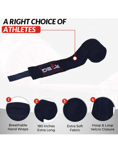 Envolturas de Mano DEFY 180 cm Elásticas Boxeo Muay Thai MMA