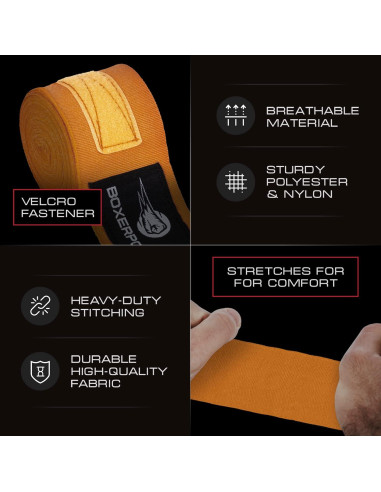 Envolturas de Boxeo BOXERPOINT 180" Unisex Naranja