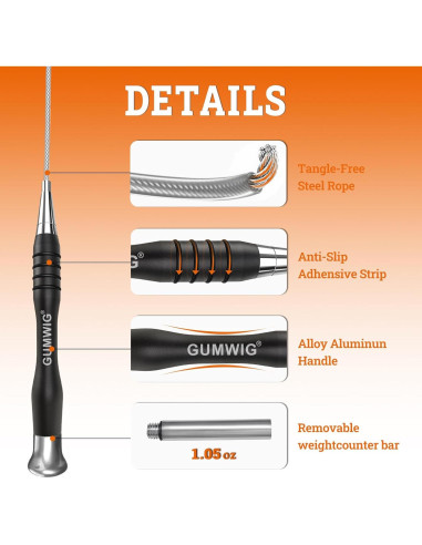 Cuerda de Salto GUMWIG Ajustable con Mango de Acero Inoxidable