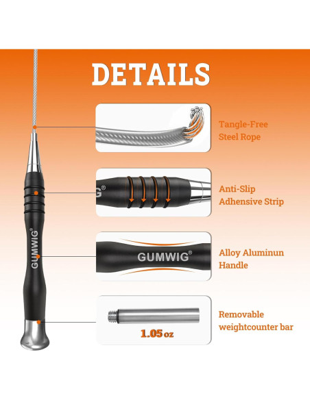 Cuerda de Salto GUMWIG Ajustable con Mango de Acero Inoxidable