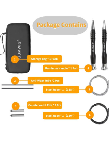 Cuerda de Salto GUMWIG Ajustable con Mango de Acero Inoxidable