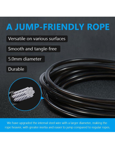 Cuerda de Salto con Peso H HANDIO 3.05m Ajustable para Boxeo
