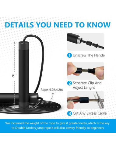 Cuerda de Salto con Peso H HANDIO 3.05m Ajustable para Boxeo