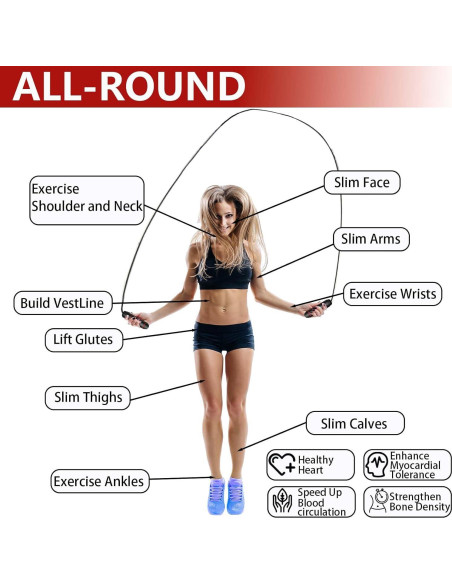 Cuerda de Salto Ajustable Goonidy con Peso 2.74m para Fitness