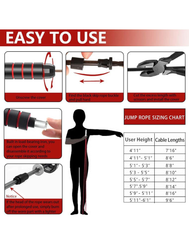Cuerda de Salto Ajustable Goonidy con Peso 2.74m para Fitness