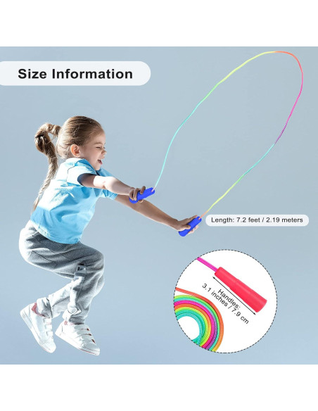 Cuerdas de Saltar Ajustables Elcoho 24 Paquetes Arcoíris 2.19m