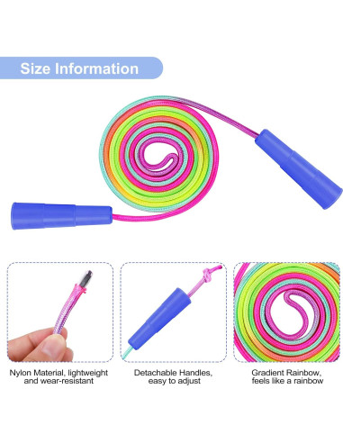Cuerdas de Saltar Ajustables Elcoho 24 Paquetes Arcoíris 2.19m