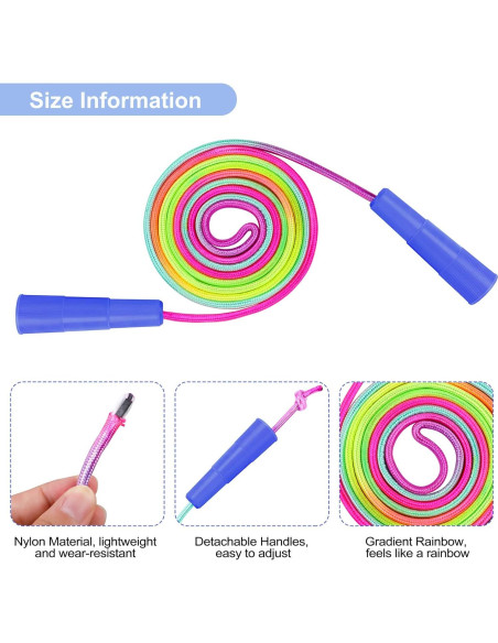 Cuerdas de Saltar Ajustables Elcoho 24 Paquetes Arcoíris 2.19m