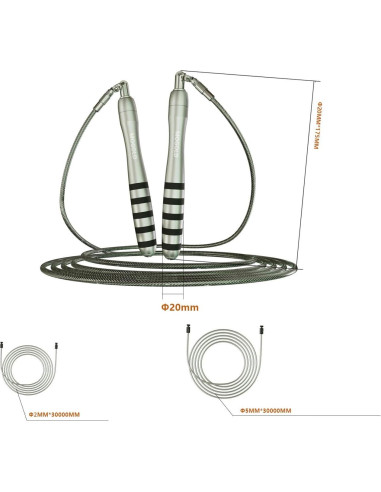 Cuerda de Salto Ajustable MOGOLD con 2 Cables para CrossFit