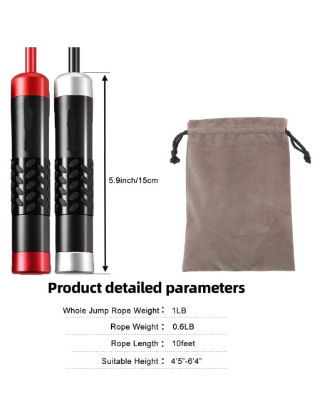 Cuerda de Salto con Peso Gaoykai Ajustable 3.05m PVC