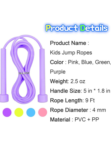 Cuerda de Saltar Ajustable AIZIYUO para Niños - 4 Piezas PVC