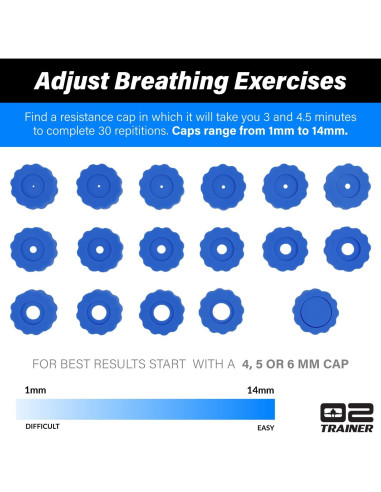 Entrenador Respiratorio Bas Rutten O2Trainer - Azul - 16 Tapas