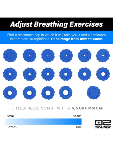 Entrenador Respiratorio Bas Rutten O2Trainer - Azul - 16 Tapas