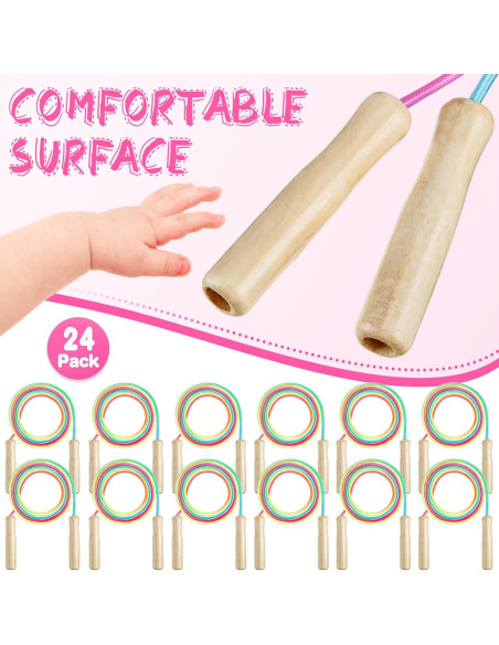 24 Cuerdas de Salto de Algodón PullCrease 2.6m con Mango de Madera
