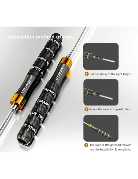 Cuerda de Salto Ajustable MOGOLD 3m - Antideslizante y Ergonómica