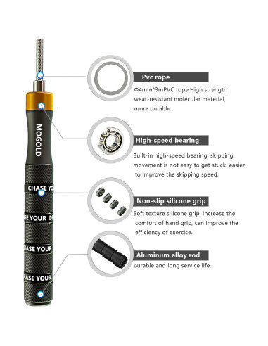 Cuerda de Salto Ajustable MOGOLD 3m - Antideslizante y Ergonómica